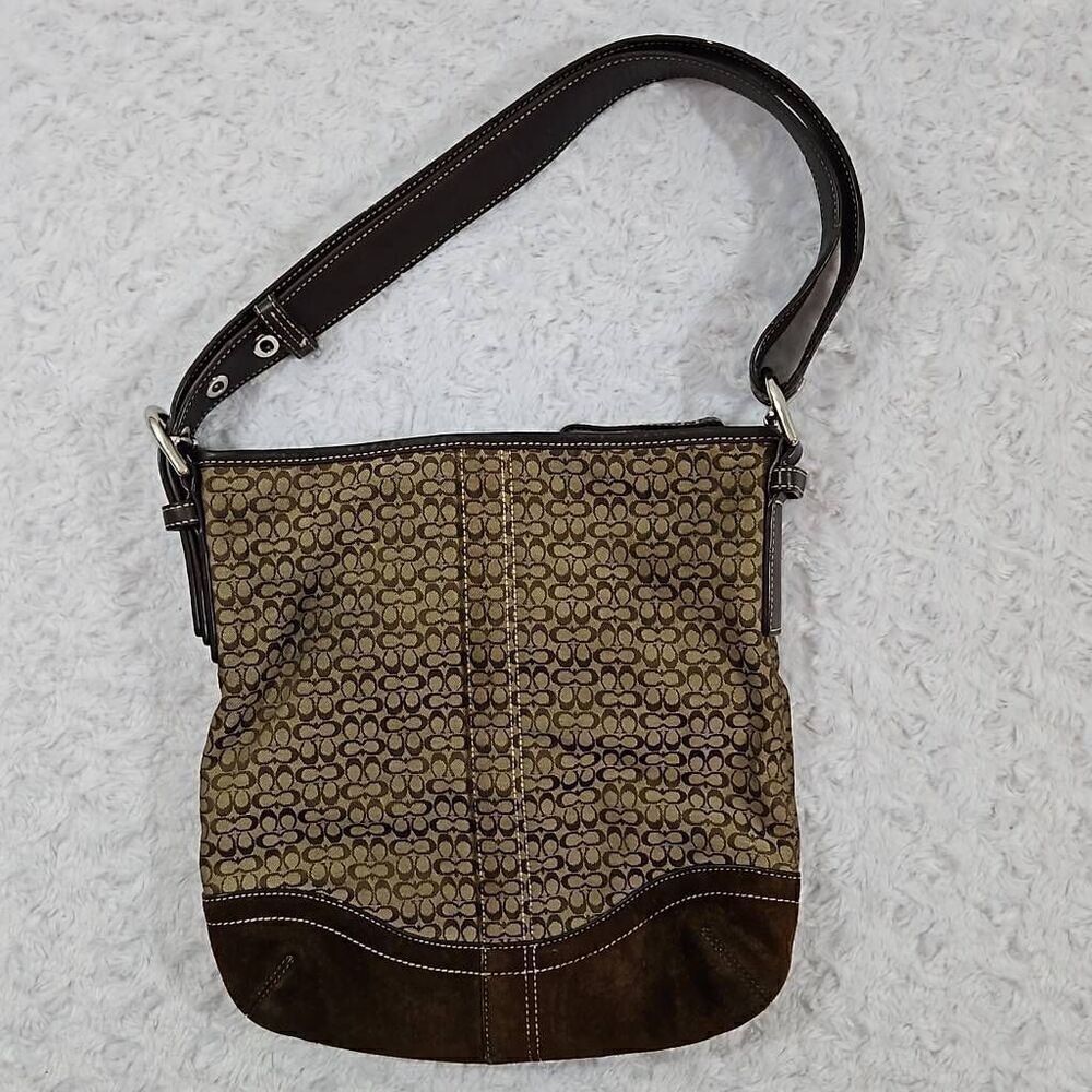 Coach brown and tan purse crossbody bag with adjustable strap